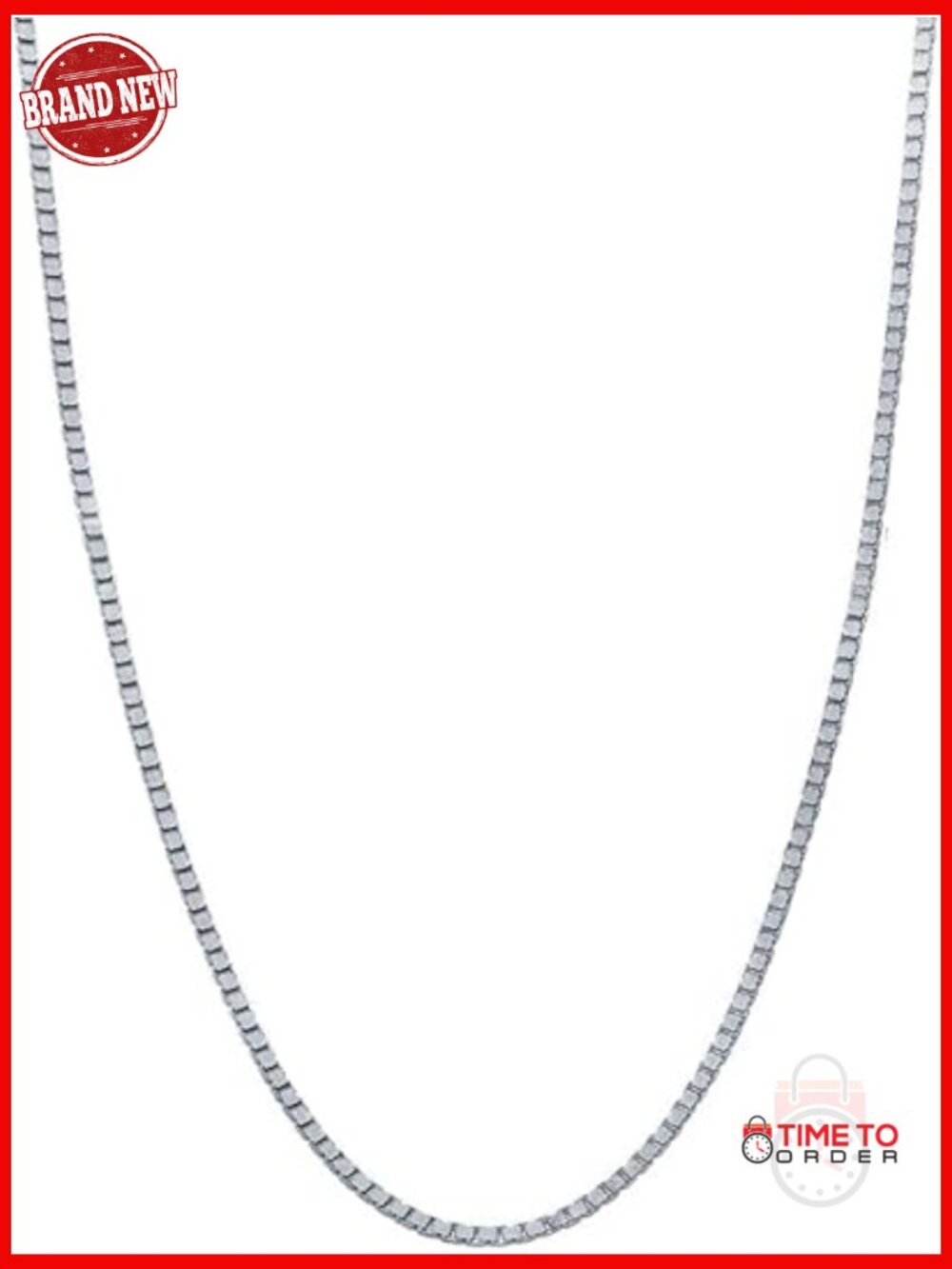 14k Solid Box Link Chain Necklace with Lobster Claw Clasp Unisex Gift